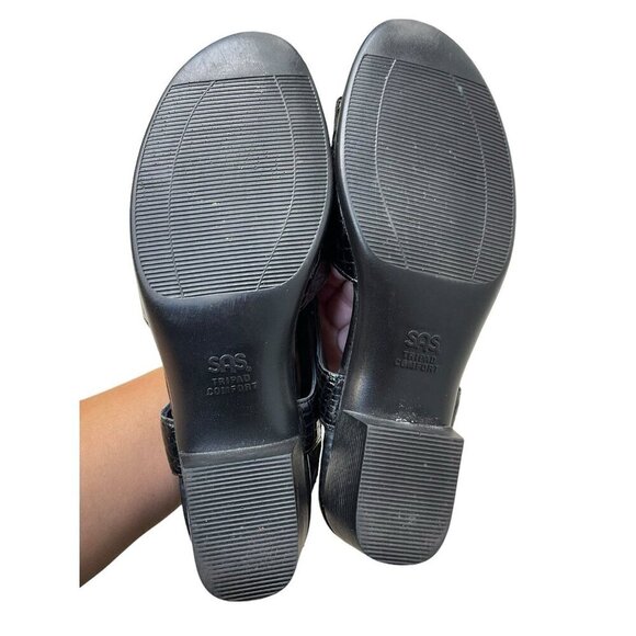 SAS SunTimer Sandals Womens 8.5N Black Patent Croc Print Sling Back Shoes - Picture 4 of 9